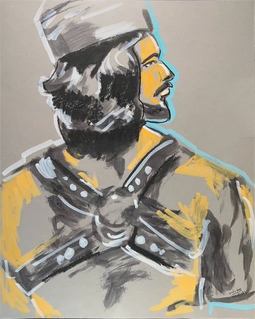 Valmir wears a leather harness