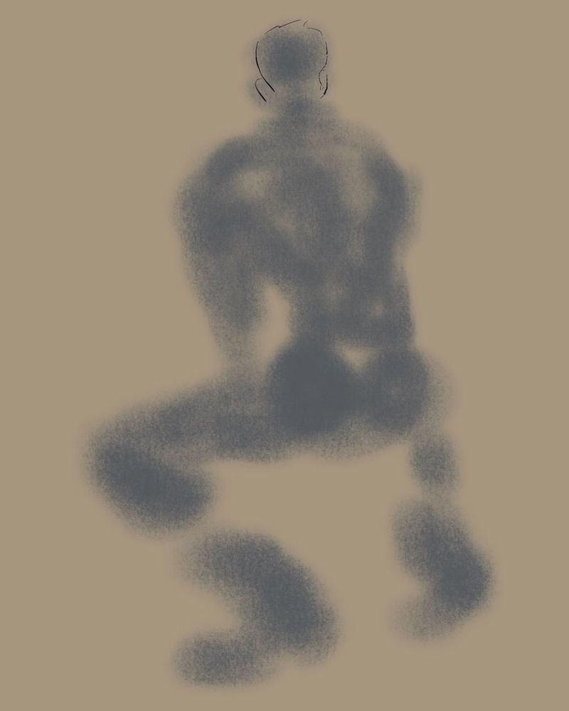 A blurry charcoal gesture