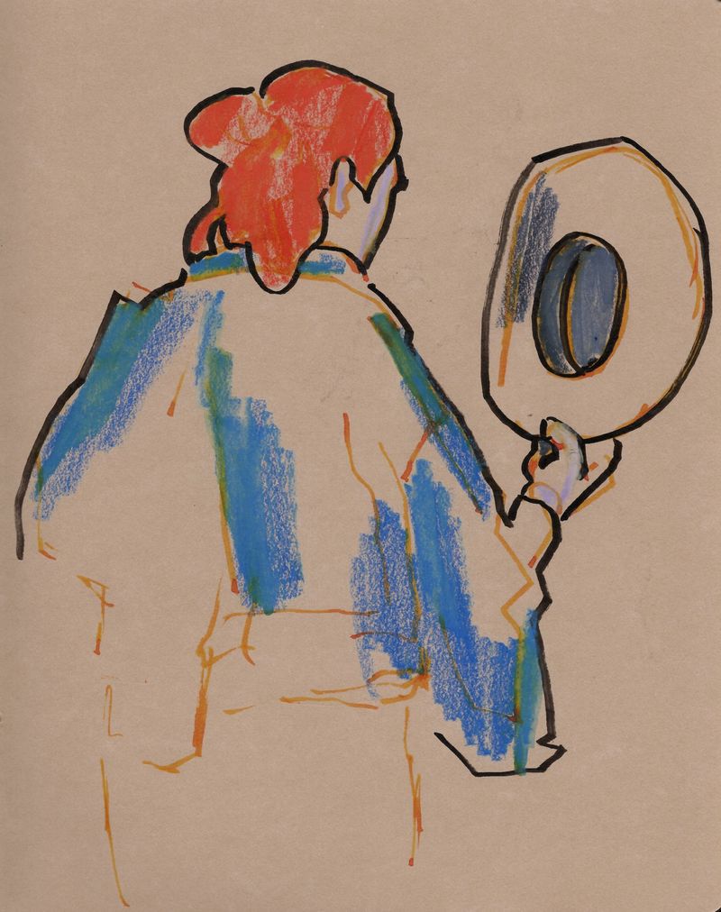 Joseph contemplates a hat