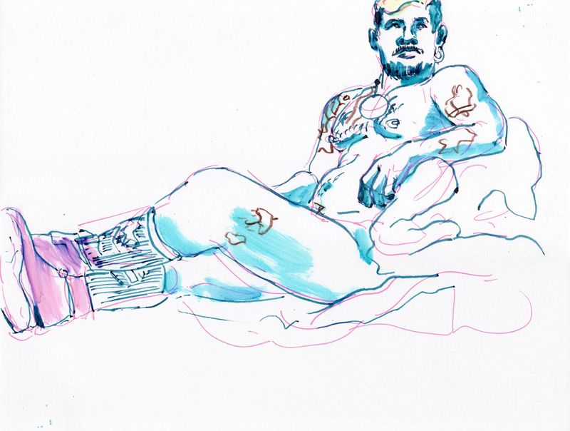 Zephyr wearing boots- fountain pen and highlighter