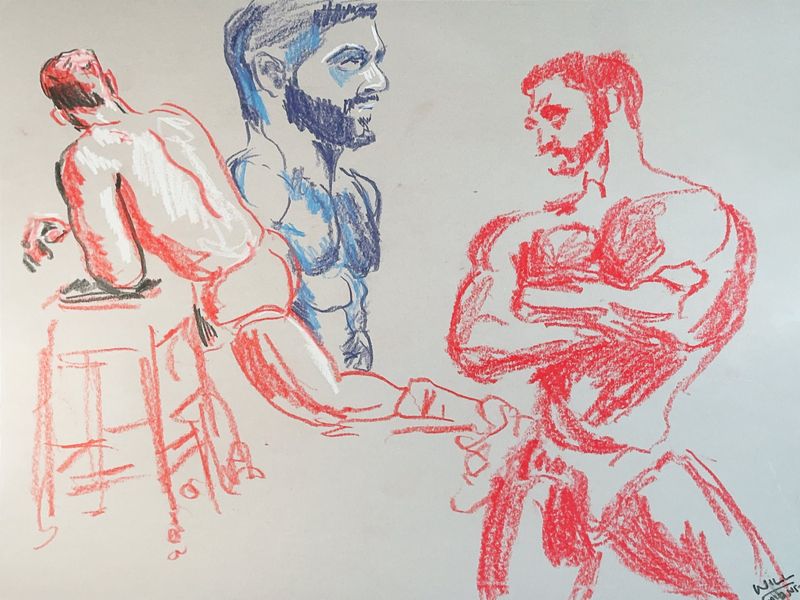 Five-minute warmup gesture drawings from the session