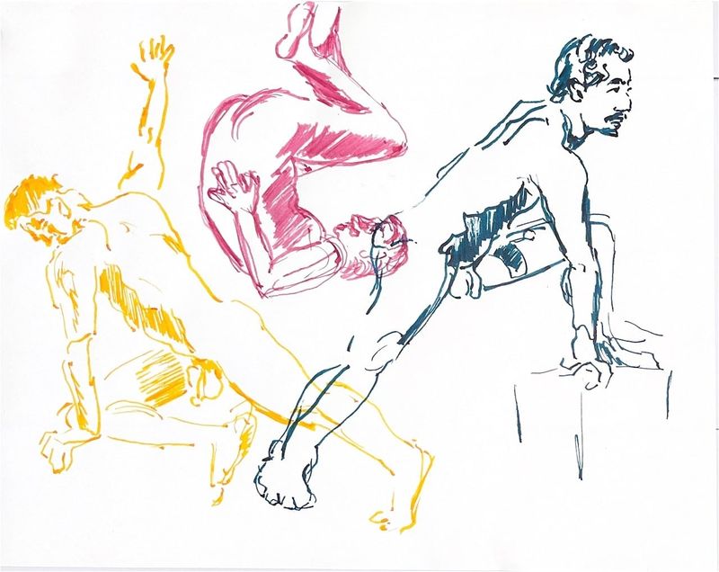 gestures in fountain pen ink on white paper