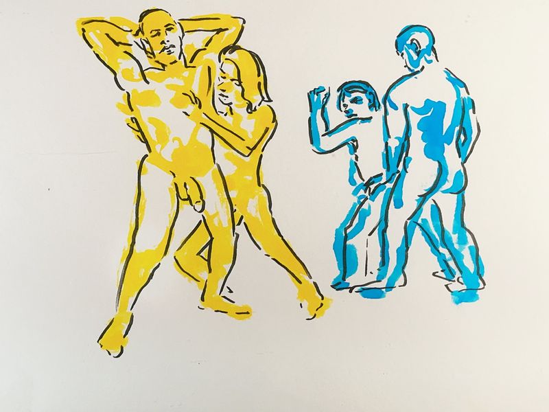 A page of five-minute warmup figure sketches from the session.