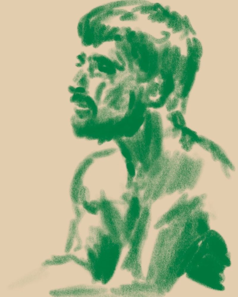 Green portrait- 5 minute drawing