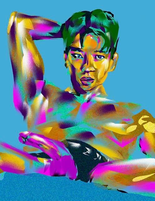 A digital drawing of Sam Vu created with HEAVYPAINT app on iPad.