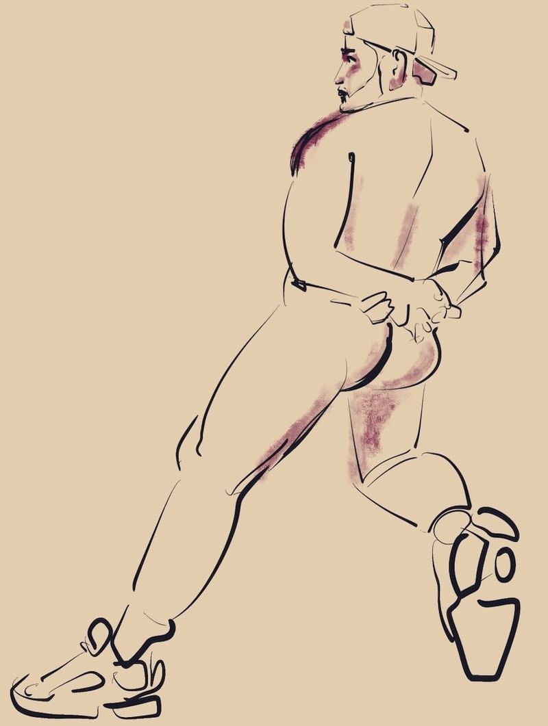 Gay Gaston with a bent knee pose