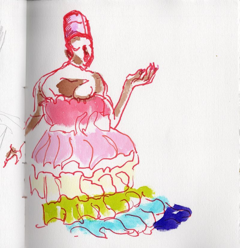 Ohto fude  ball, colored marker on a sketchbook