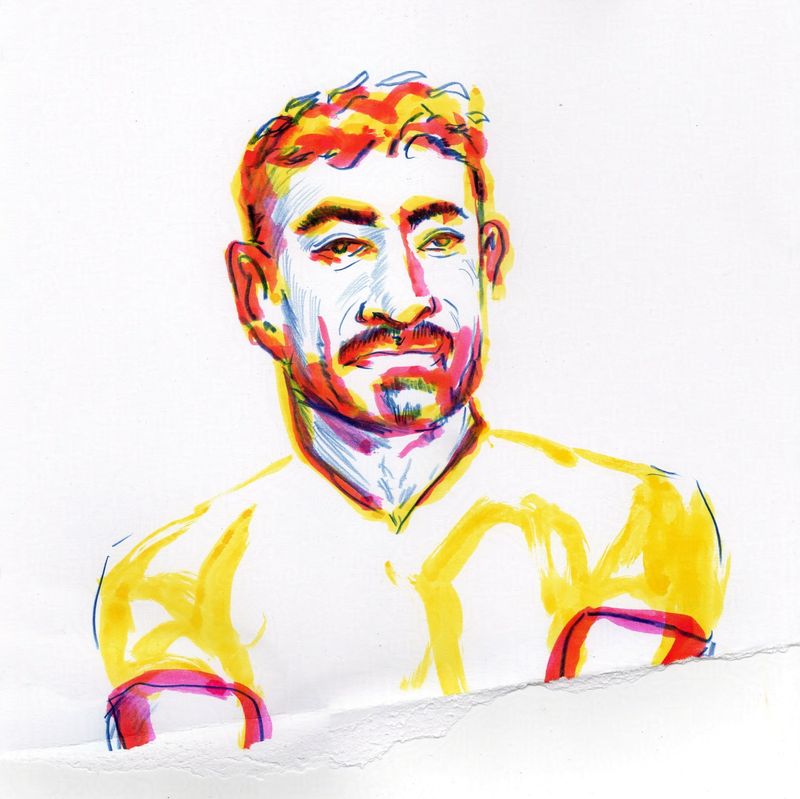 5 minute pose- a watercolor marker portrait- I had to rip the bottom of this sheet.