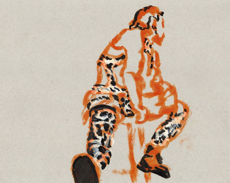 10 minute drawing- cow print outfit