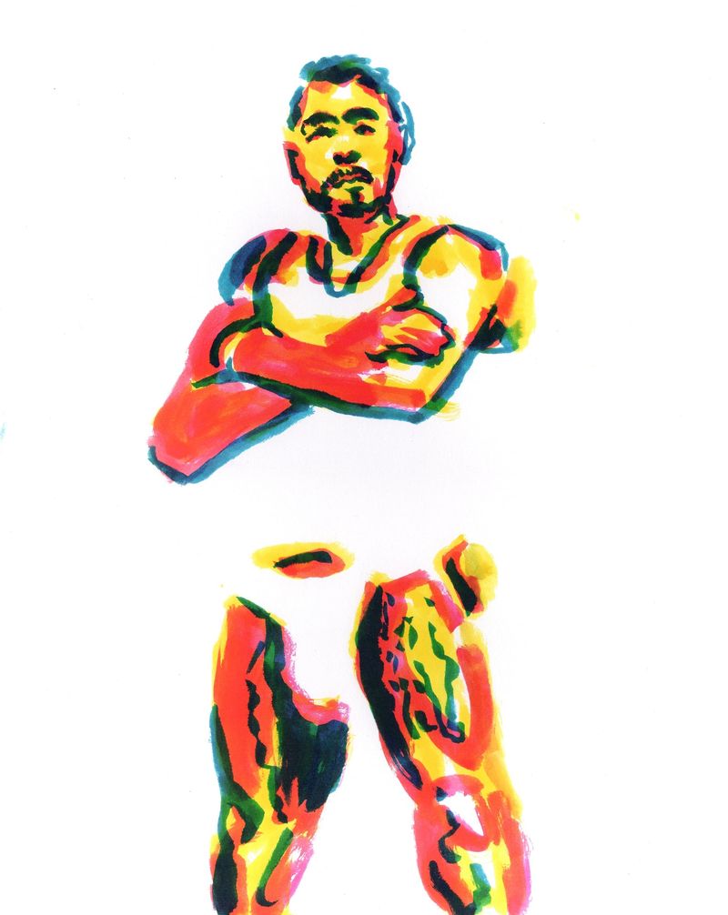 A drawing of peter in watercolor markers - 10 minute pose