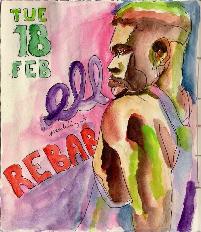 Ell Sketchbook drawing based on a 5 minute pose- watercolor done afterwards