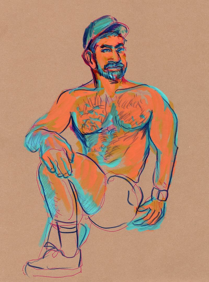 20 minute pose- acryllic markers and colored pencil