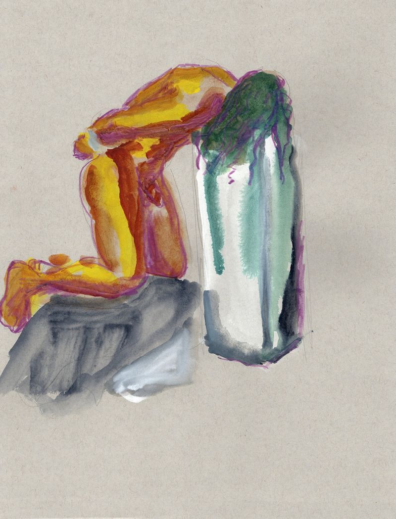 20 minute pose- watercolor on toned paper