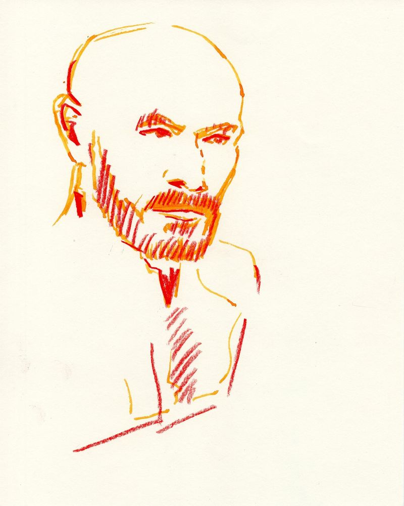 colored pencil orange portrait drawing