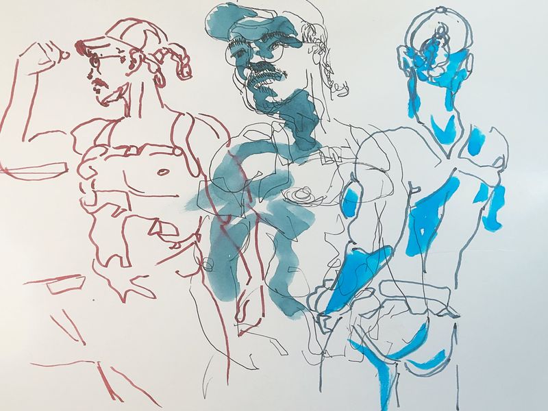 5-minute warmup gesture sketches of Miguel