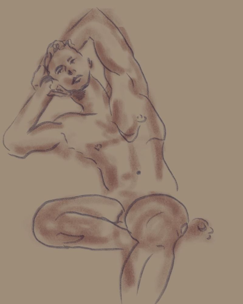 A digital drawing of Brandon in Procreate