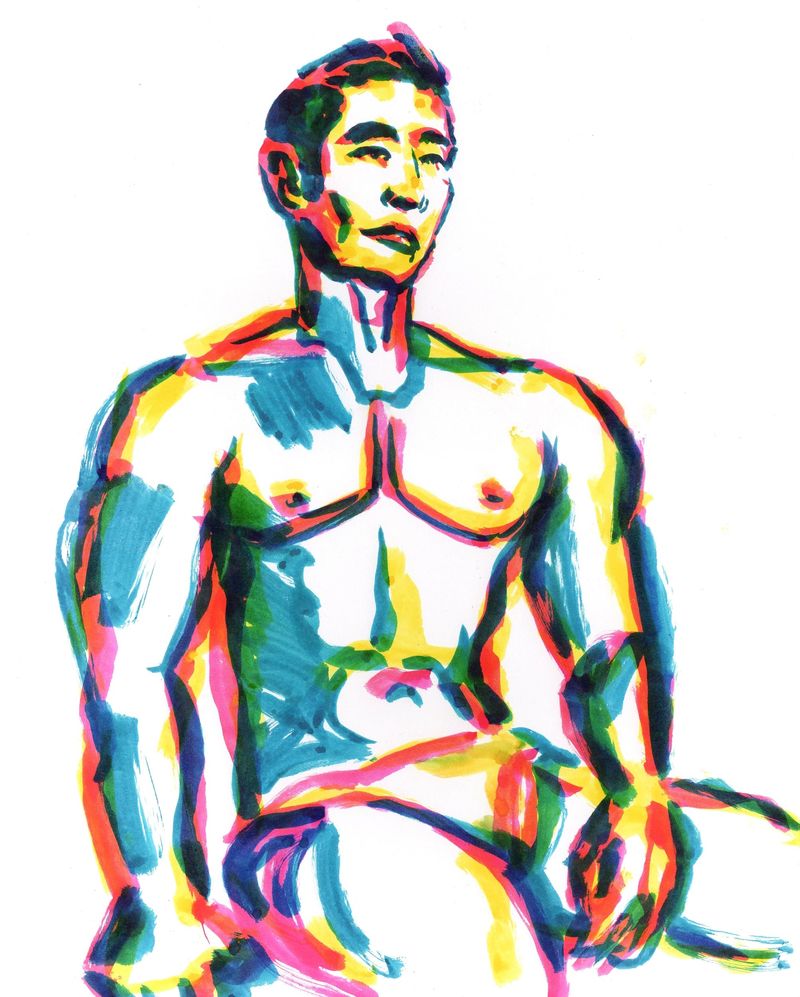 A watercolor marker drawing - 5 minute pose