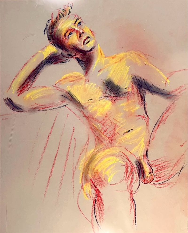 A colored pencil drawing of brandon- 20 minute pose