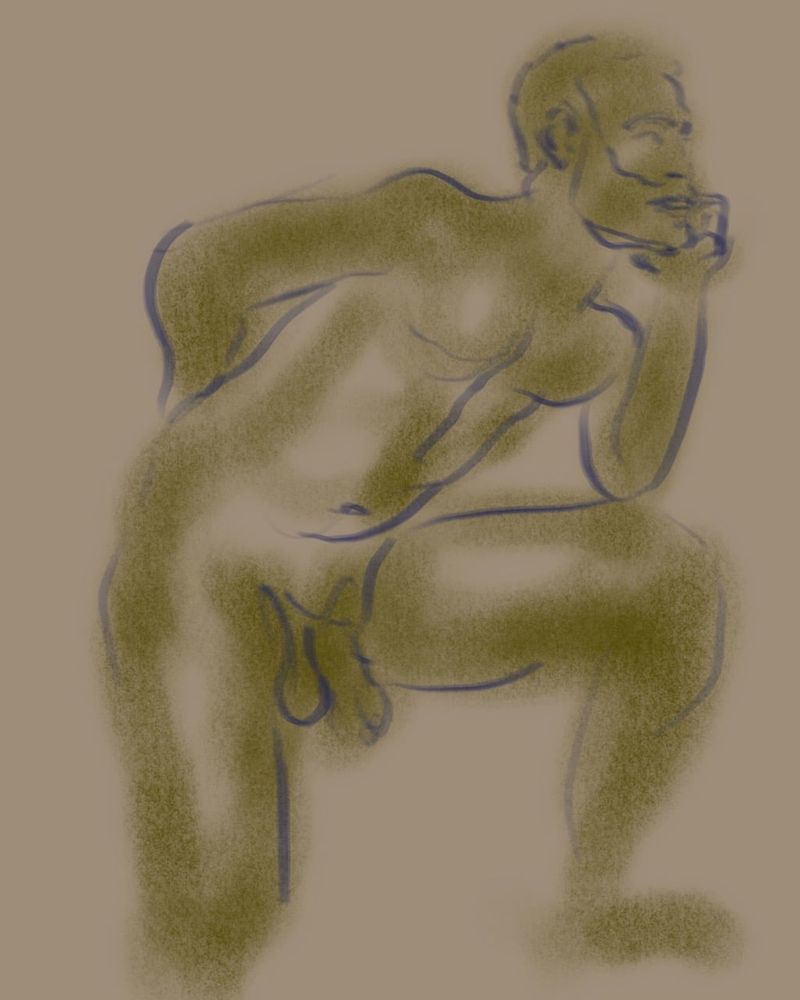 Darren in a 'thinker' inspired pose