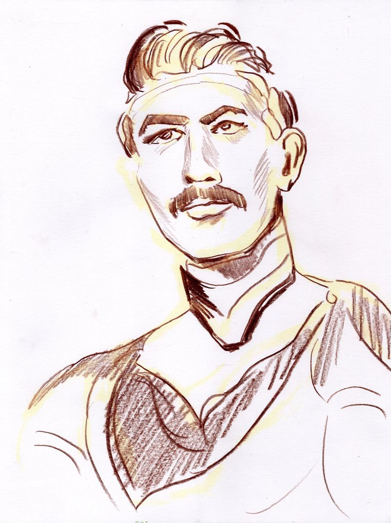 A portrait of Jack in colored pencil on bristol