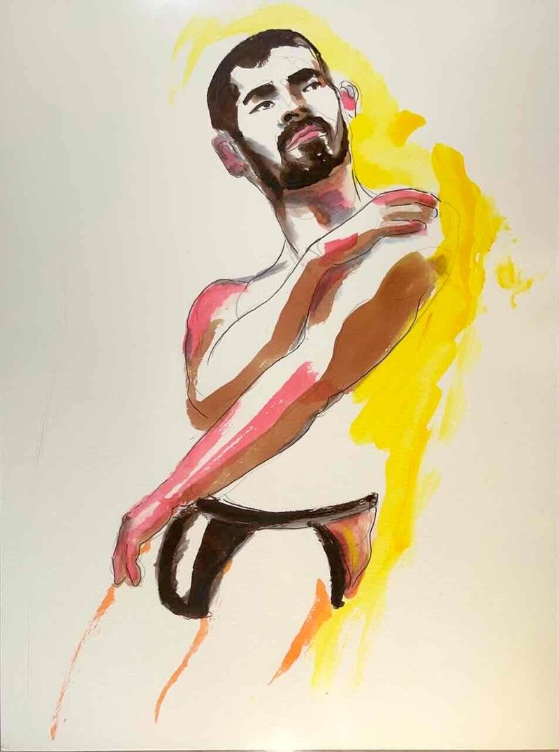 A Watercolor marker sketch of Nate- 10 minute pose