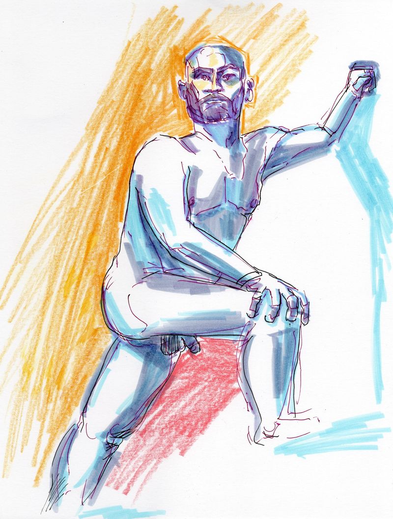 A colored pencil drawing on bristol.