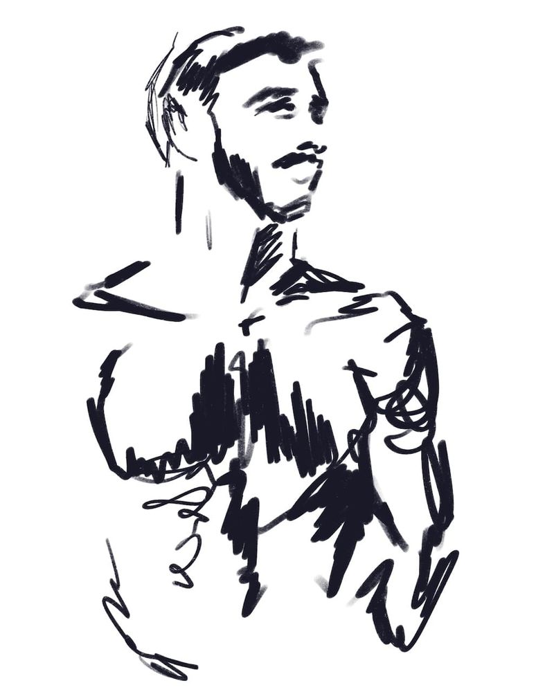 Warmup 2 minute drawing of Tommy. Procreate.