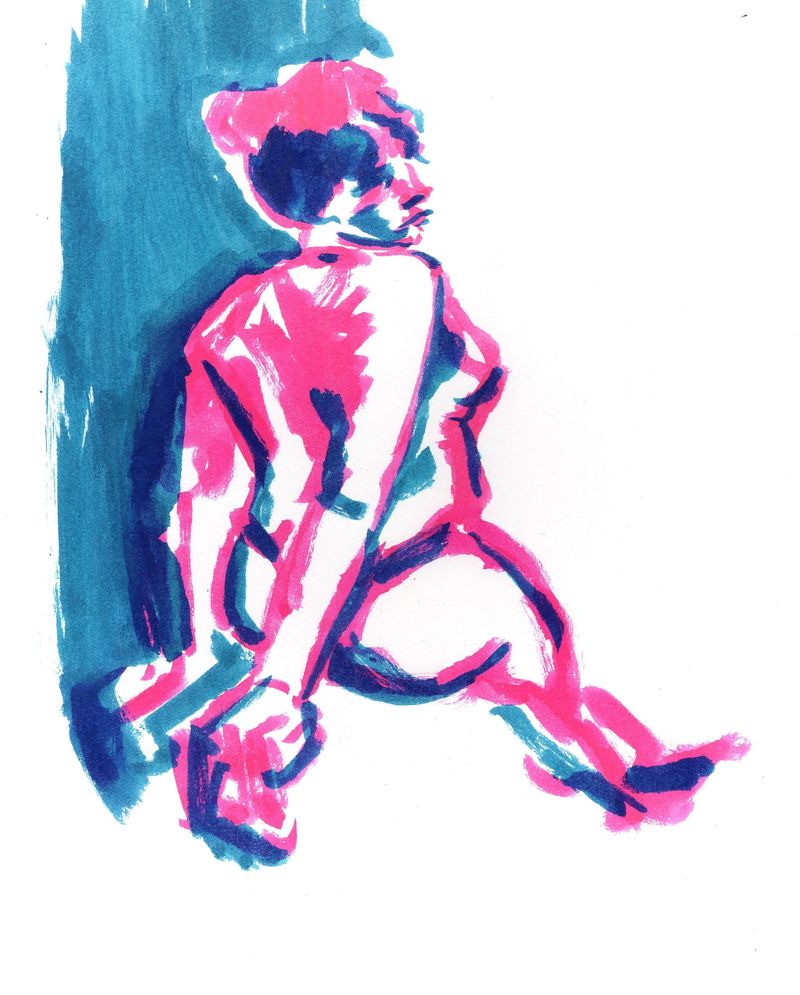 5 minute pose- watercolor markers