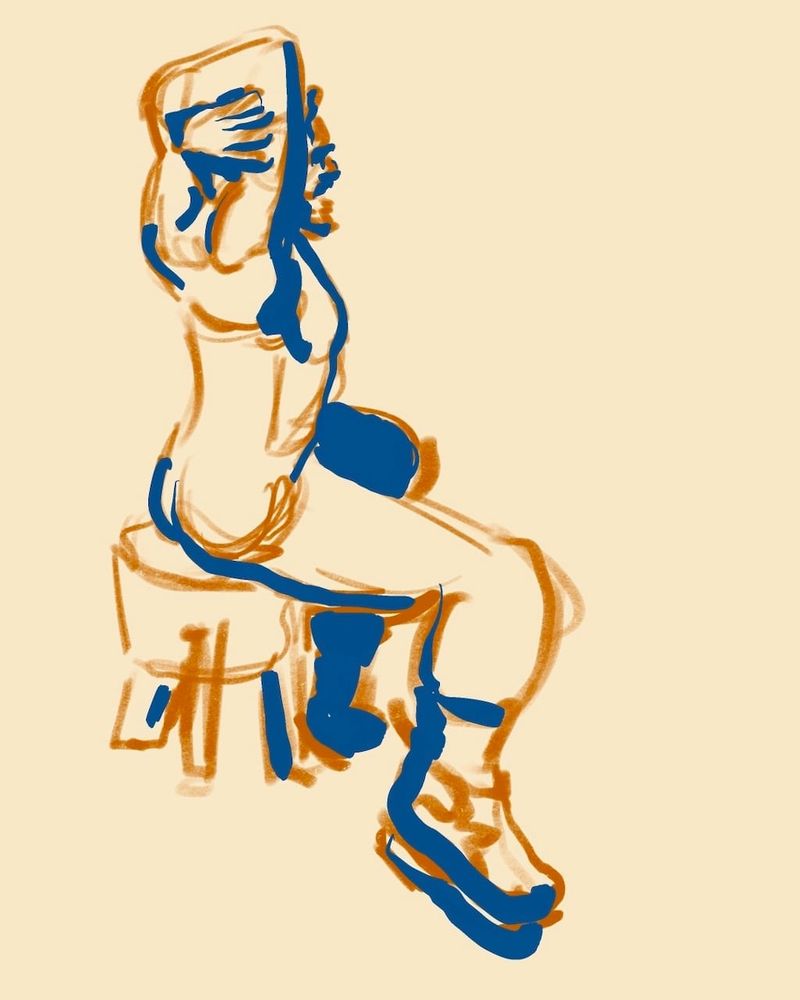 A 5 minute pose of Gabriel in Procreate - arms raised