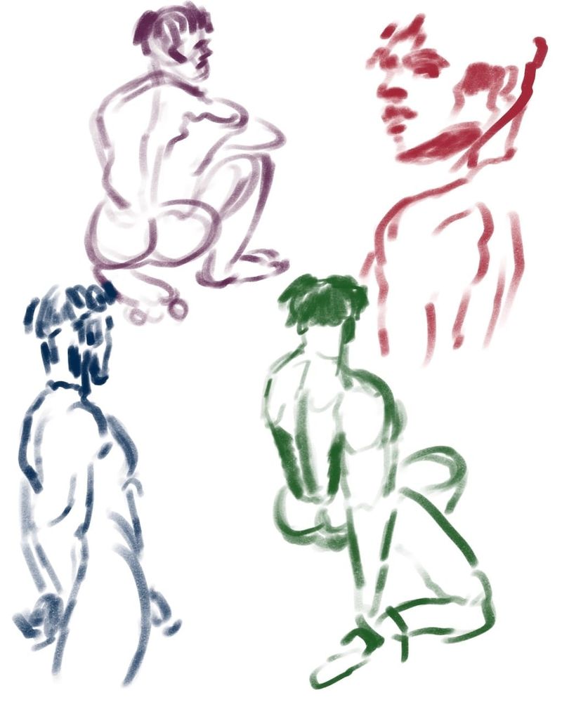 gesture drawings - 2 minute poses- digital on procreate