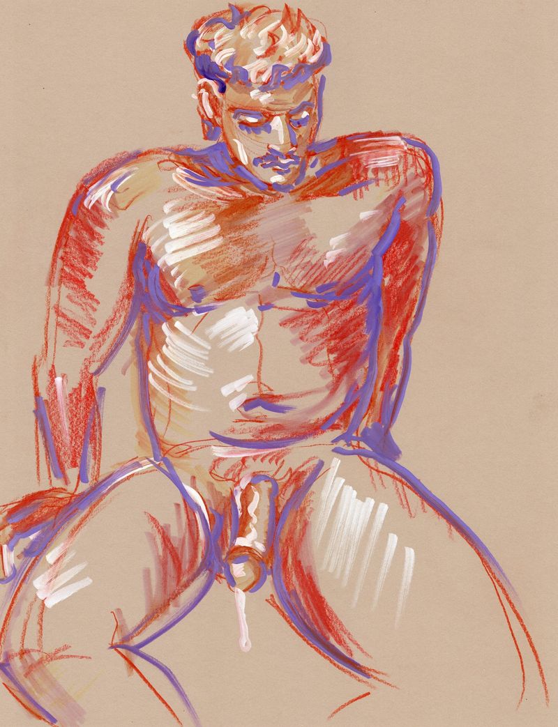 Watercolor pencil, Acrylic markers on toned paper