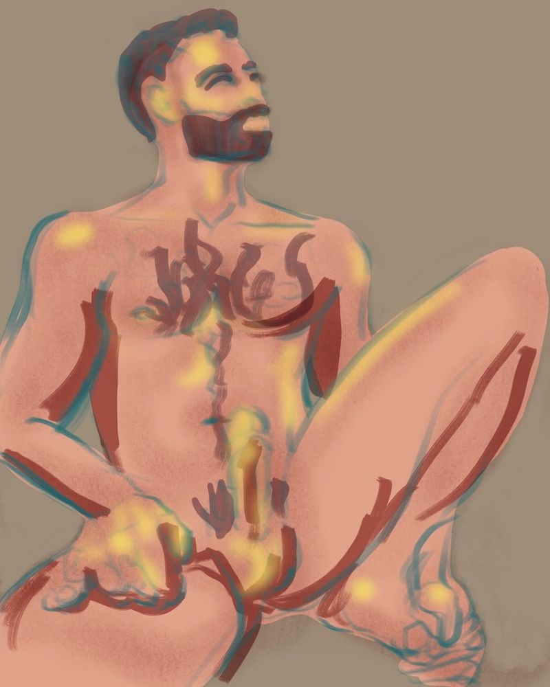 A digital charcoal sketch on iPad Procreate- 10 minute pose