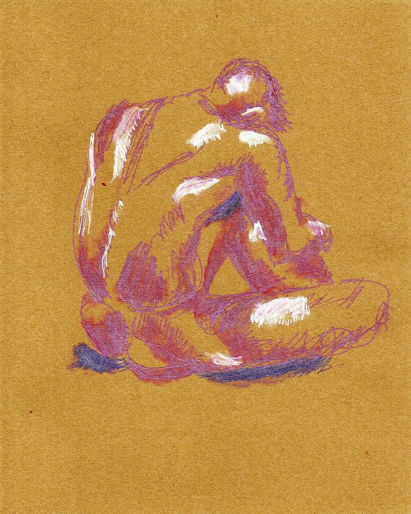 A recent drawing from an in-person figure drawing session