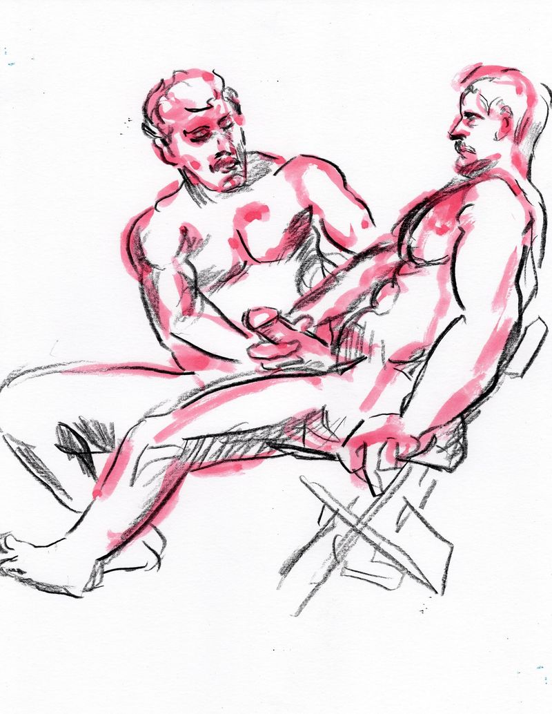 15 minute pose- watercolor marker and pencil on bristol