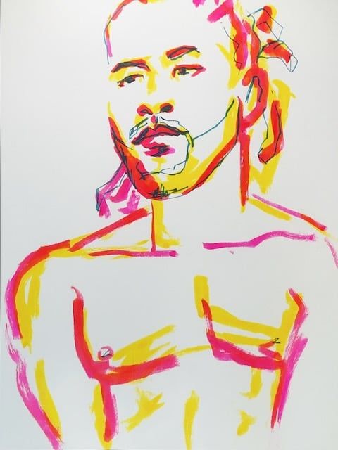 Portrait in watercolor markers